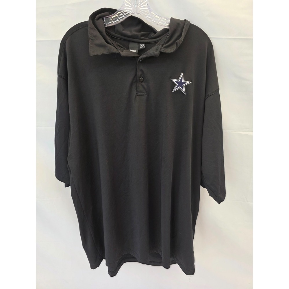 Reebok Dallas Cowboys NFL Polo Shirt Mens XL Black Short Sleeve Performance Star